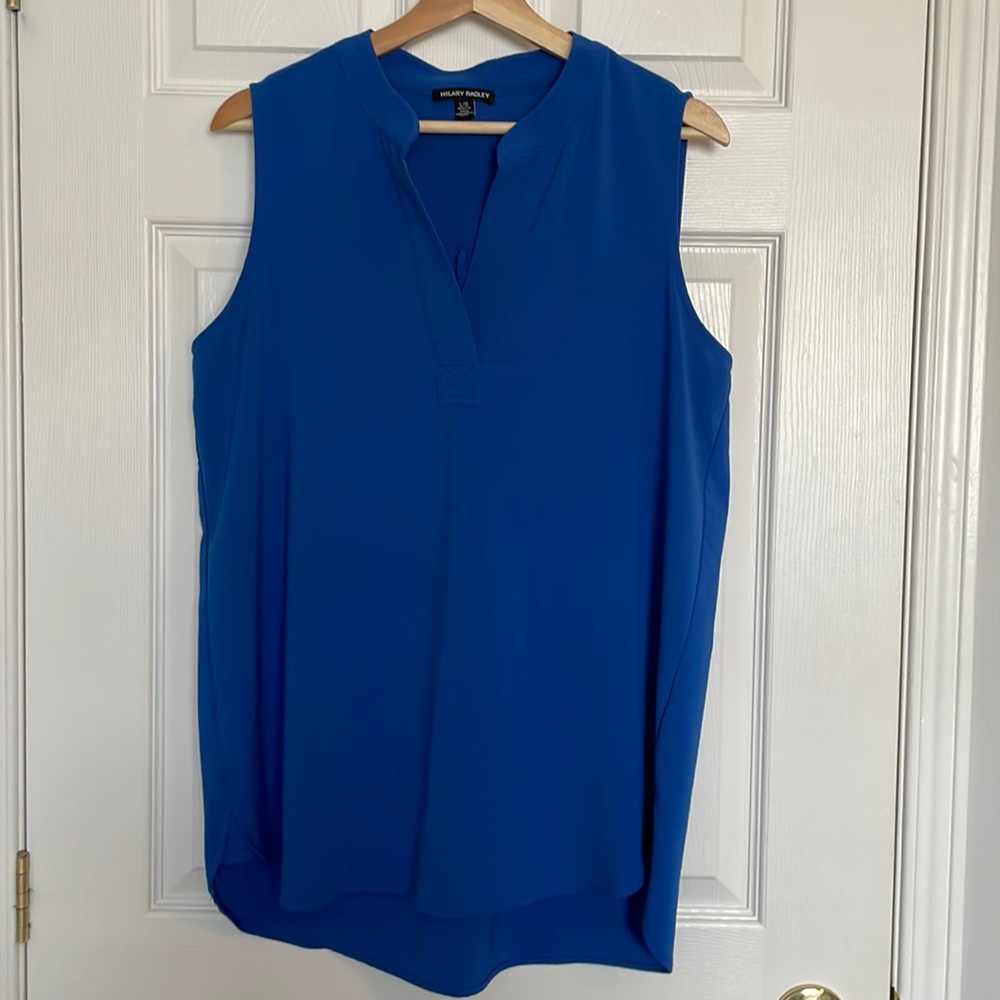 Hilary Radley cobalt blue split neck tank top